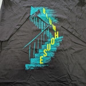 Loot Crate Black Tee with Teal and Yellow Staircase Design